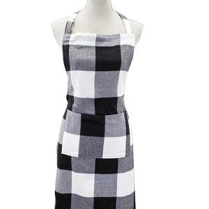 Black & White Buffalo Plaid Cotton Full Sized Cooking Apron